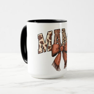 Caneca Letras de MAMA com Impressão de Animal e Laço Marr