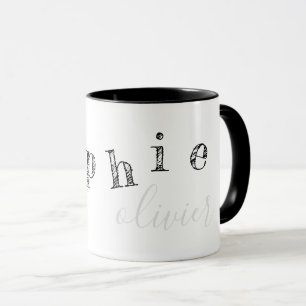Caneca letras do seu nome legal preto/branco
