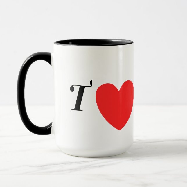 Caneca Letter T Heart - Valentine Initial Love Design (Esquerda)