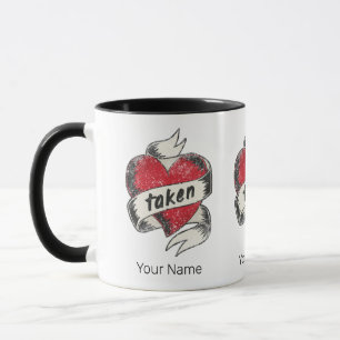 Caneca Levada E Apaixonada Coração De Noivado Com Tatuage