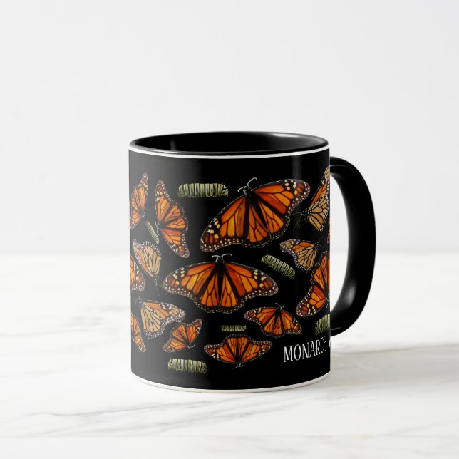 Caneca Levantar lagartas monarcas Borboleta mãe (Frente Esquerda)