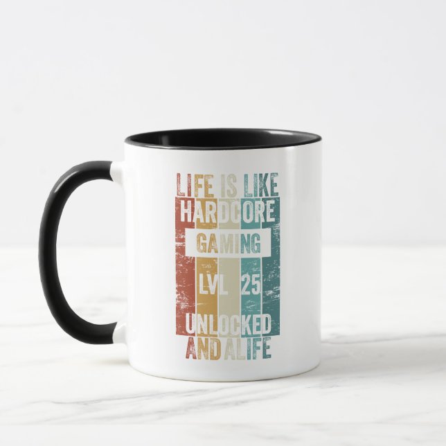 Caneca Level 25 Life is like Hardcore Gaming (Esquerda)