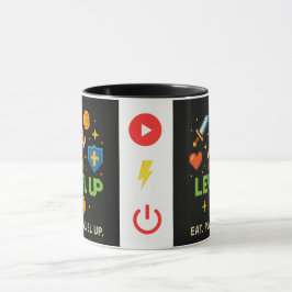 Caneca Level Up Gamer Mug – Retro Pixel Gaming Cup