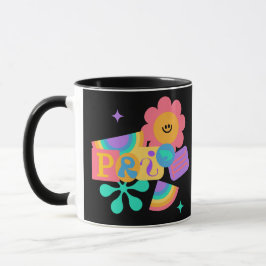 Caneca LGBT+orgulho. Ama arco-íris. Amor de girassol.