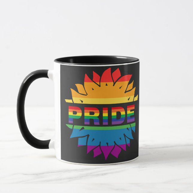 Caneca LGBT+Orgulho amor. flor do arco-íris Café Mug (Esquerda)