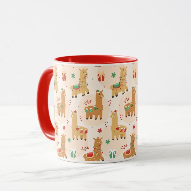 Caneca Lhamg de Natal bonito (Frente Esquerda)