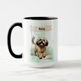 Caneca Lhasa Apso Aquarela Cachorro Personalizado