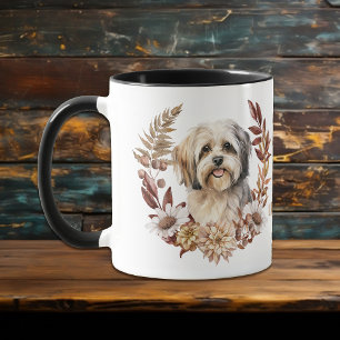 Caneca Lhasa Apso Dog Autumn Wreath
