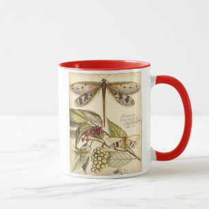 Caneca Libélulas com folhas e Fruta