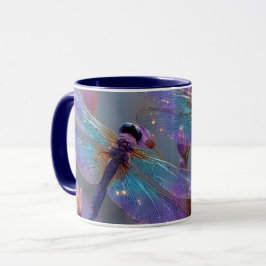 Caneca libélulas roxas e azuis