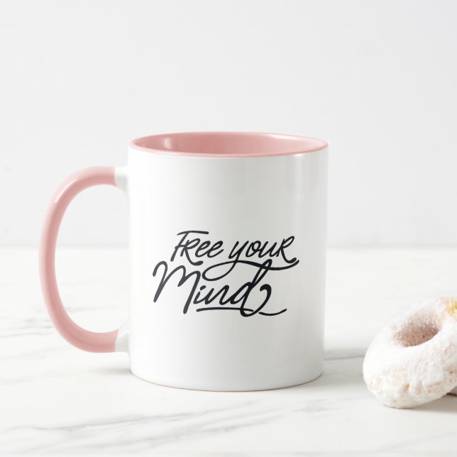 Caneca Liberte a sua mente, citação do Yoga Inspiracional (Com Donut)