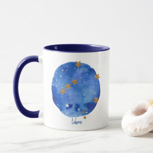 Caneca Libra Aquarela Céu Noturno Constelação Zodíaco