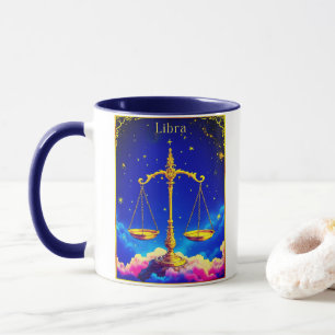 Caneca Libra Balança do Zodíaco em um Céu Cheio de Estrel