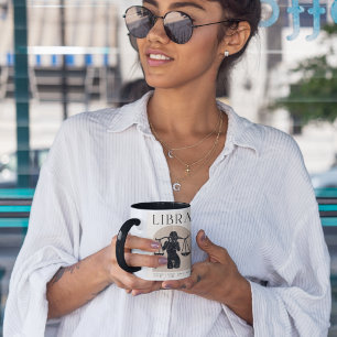 Caneca Libra Feminina Zodiac Design Brown Black 15 OZ