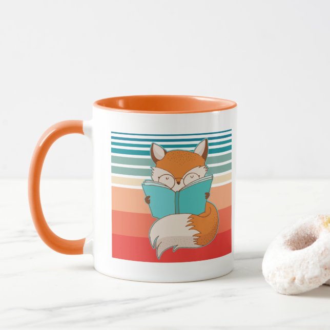 Caneca Librarian Fox Reading Bookworm (Com Donut)