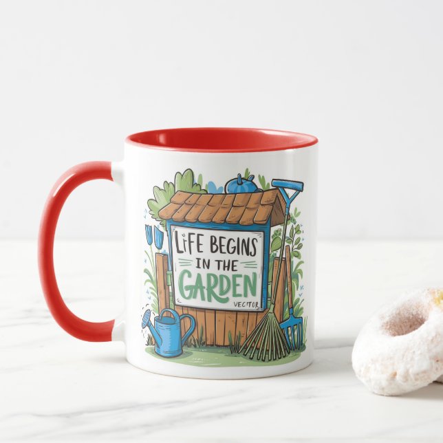 Caneca "Life begins in the garden." (Com Donut)