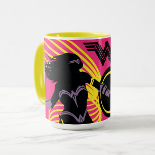 Caneca Liga da Justiça  Ícone de Silhueta de Mulher Mar