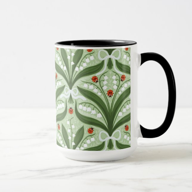 Caneca Lily do vale e a simetria de joias em verde. (Direita)