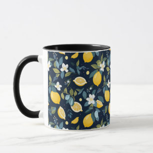 Caneca Limão Amarelo Com Fundo Azul