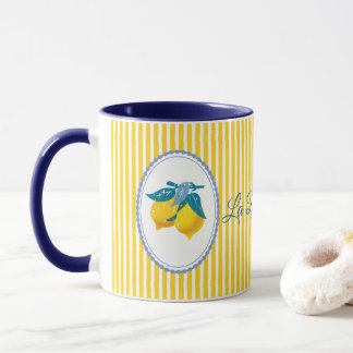 Caneca Limões Amarelos de Amalfi Estilo Mediterrâneo