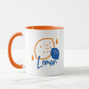 Caneca Limon Line Art minimalista - Fruta moderna de citr