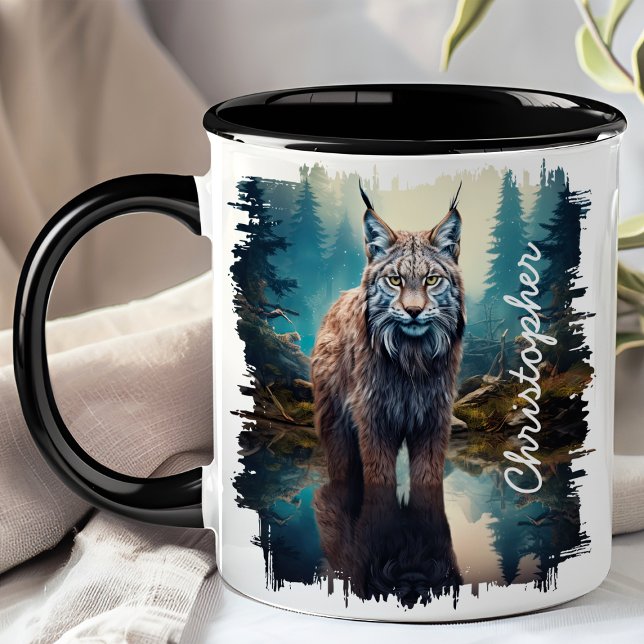 Caneca Lince na Reflexão do Forest Lake (Criador carregado)