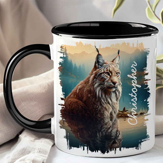 Caneca Lince pelo reflexo do Lago da Montanha (Criador carregado)