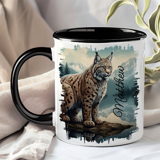 Caneca Lince-vermelho na Wilderness do Rock Mountain (Criador carregado)