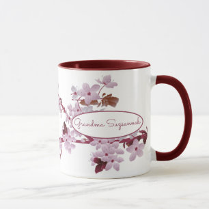 Caneca Linda cerejeira cor-de-rosa com flores personaliza