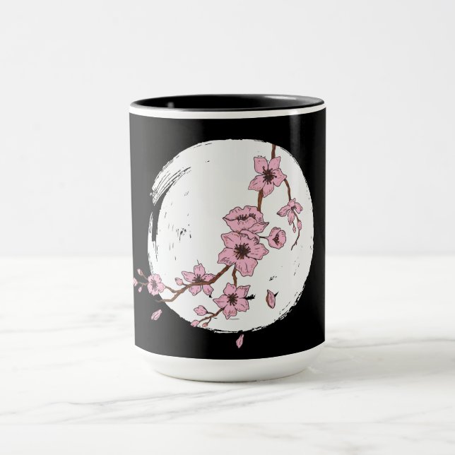 Caneca Linda cerejeira floresce lua (Centro)