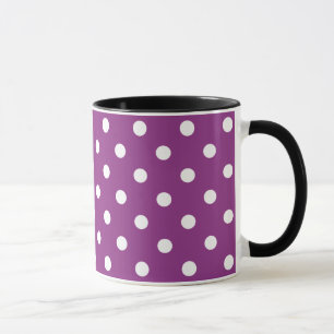 Caneca Linda cor de Blackberry com Bolinhas brancas