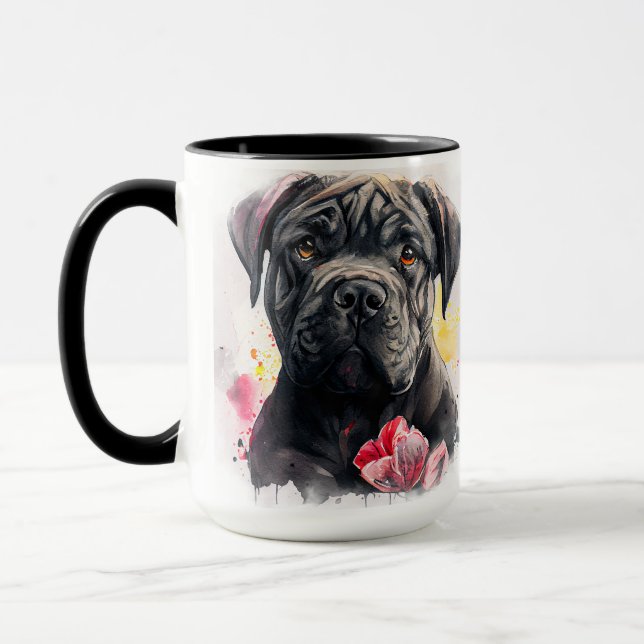CANECA LINDA FACE DE CACHORRO DE CACHORRO DA CINZA DE ÁGU (Esquerda)