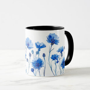 Caneca Linda Flor Aquarela Flor Silvestre Centáurea