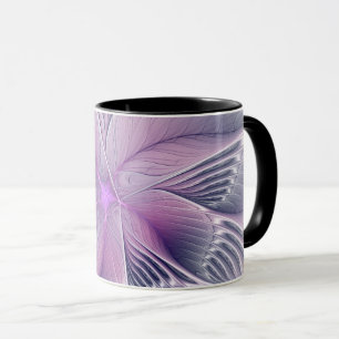 Caneca Linda Flor Rosa Arte Abstrato Fractal Moderno