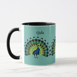 Caneca Linda Glória De Cheio De Peacocks Com Nome Monogra