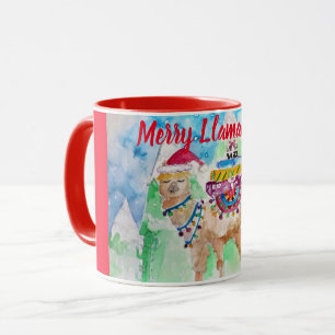 Caneca Linda Llama Feliz Arte de Natal Garotas Mulheres M