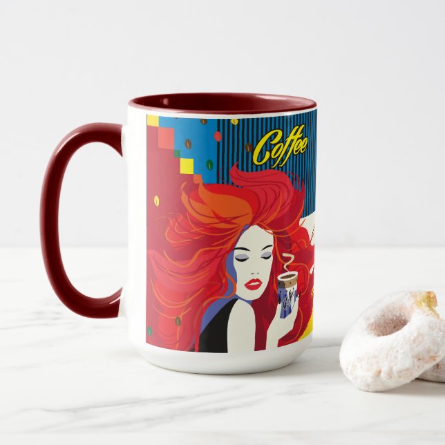 Caneca Linda moça e POP-ART Trendente de Café (Com Donut)