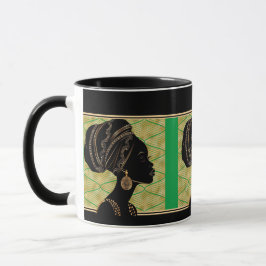 Caneca Linda mulher afro-americana negra Dourada
