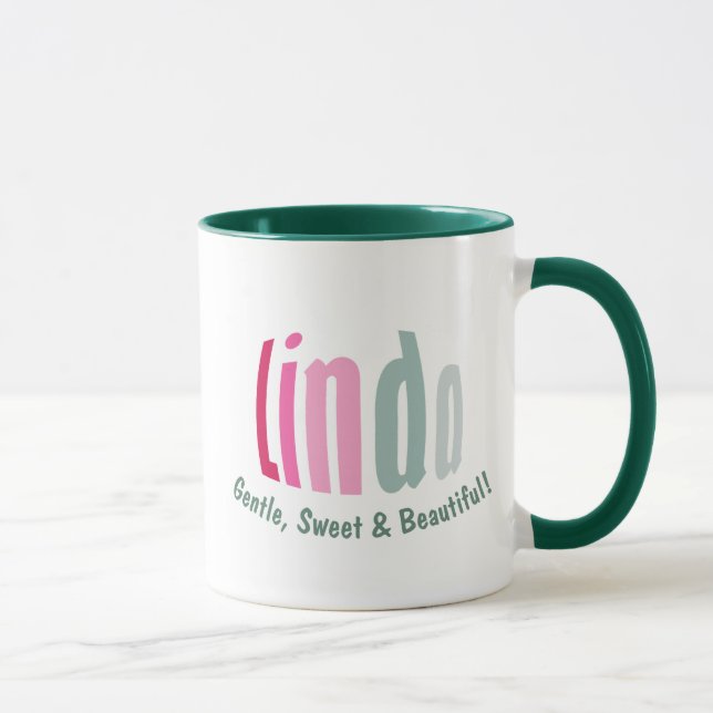 Caneca "Linda" personalizada em Eucalyptus Green, Rosa co (Direita)