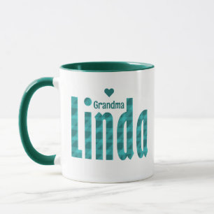 Caneca "Linda" Personalizada - Nome Teal Sea Green Xadrez