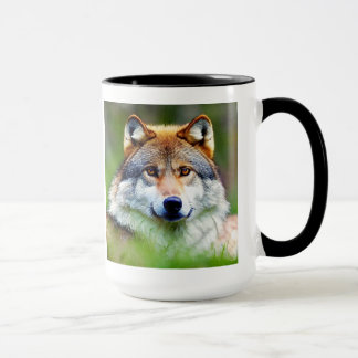 Caneca Linda pintura de cabeça de lobo