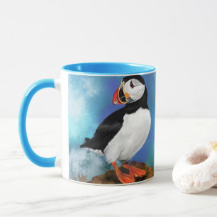 Caneca Linda pintura de pássaros do Atlântico Puffin, A