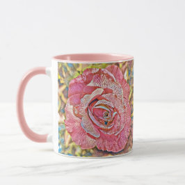 Caneca Linda pintura rosa-rosa com flor
