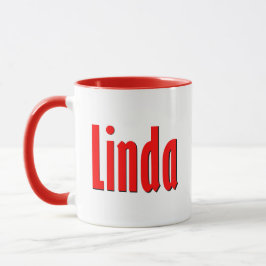 Caneca "Linda" - Tipografia Simples Vermelha e Preta Eleg