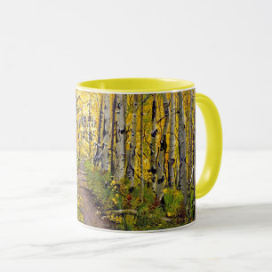 Caneca Linda Trilha de outono Cênico em Árvore Aspen