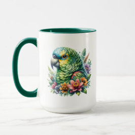 Caneca Linda Watercolor Amazon Parrot Personalizada