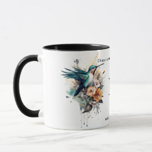 Caneca Linda Watercolor Hummingbird Monograma Name