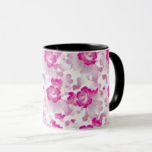 Caneca Lindas Rosas Rosa em uma Floral Inspirada no Jardi