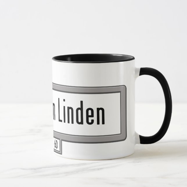 Caneca Linden do antro de Unter, sinal de rua de Berlim (Direita)