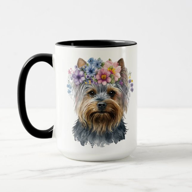 Caneca LINDÍSSIMO CÃO YORKSHIRE TERRIER EM Aquarela (Esquerda)